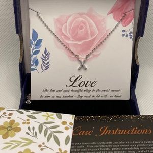 4K Yellow Gold Plated Cubic Zirconia Love Necklace